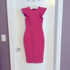 ASOS fitted pink midi dress